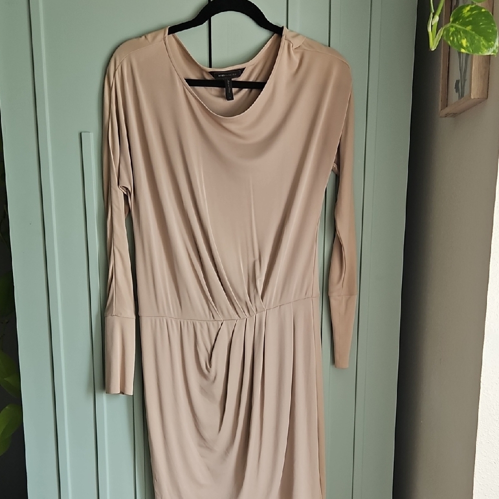 BCBGMaxAzria Long Sleeve Tan Dress